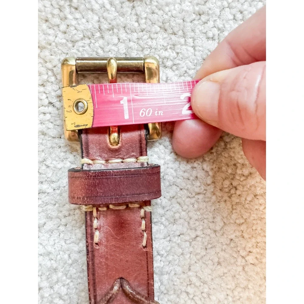 Vintage Dooney & Bourke Brown Leather Belt USA Brass Buckle Fits 33-37